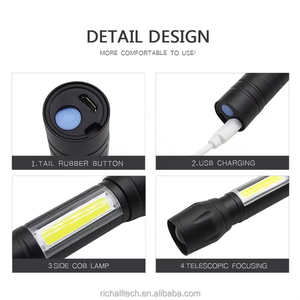 Küçük Zoom XPE COB lambası kamp feneri 3 aydınlatma modları kişiselleştirilmiş meşale ışık Mini Led el fenerleri şarj feneri - Product Image 3
