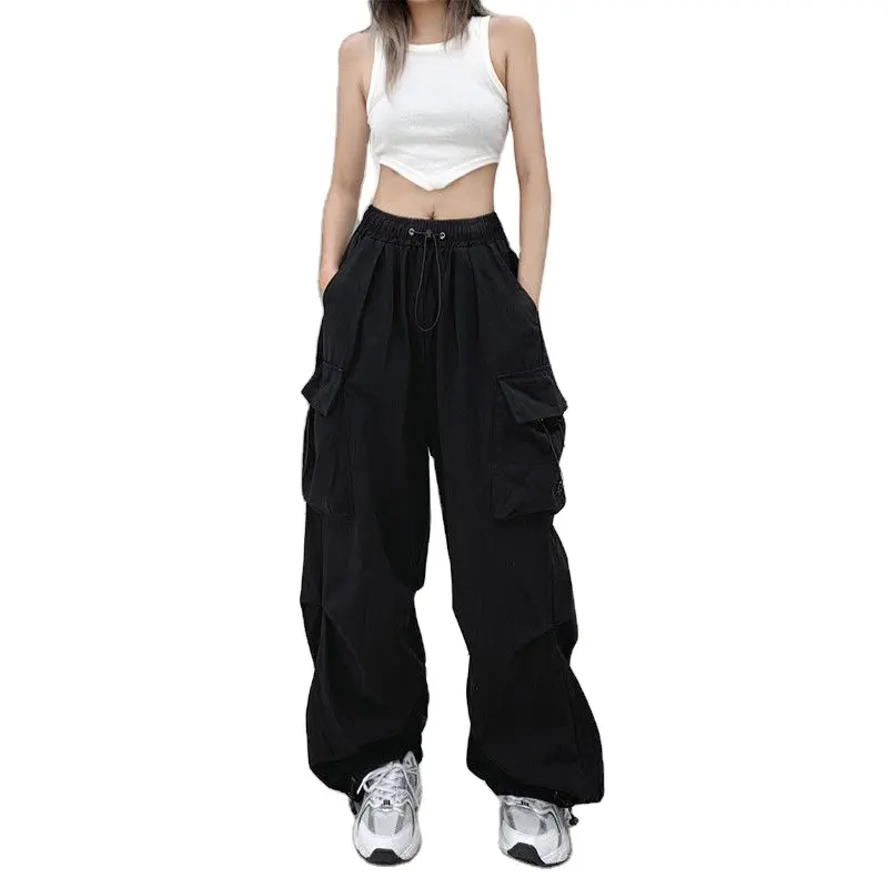 Promotional Women's Spring Streetwear Pants Fashionable Solid Pattern Mid-Waist Flat Style Breathable Quick Dry Gym Pants