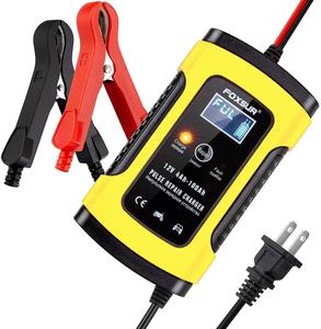 FOXSUR 12V 5Aオートバイカーバッテリー充電器メンテナンス & Desulfatorスマートバッテリー充電器パルス修理充電器<span class=keywords><strong>LCD</strong></span>ディスプレイ