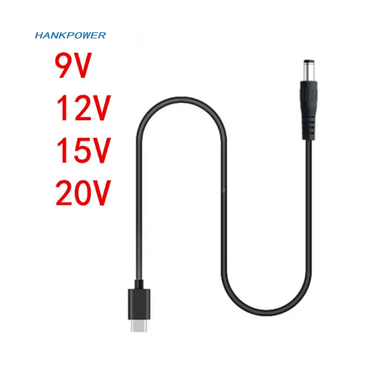 Câble de Charge USB Type C vers DC 5.5x2.1mm mâle et femelle DC Power PD