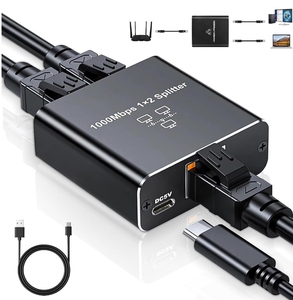 千兆1000Mbps RJ45分离器1X2以太网电缆1进2出网络分离器电脑转换器8P8C扩展器插头扩展 - Product Image 1