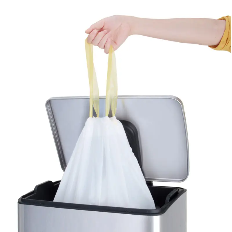 थोक रंगीन प्लास्टिक कचरा बैग रोल पर ड्रॉस्ट्रिंग कचरा बैग रोल पर