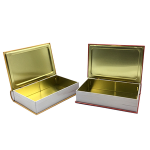 Produttori rettangolo Design scatola di latta in metallo a forma di libro vuota per contenitori di biscotti per biscotti - Product Image 3