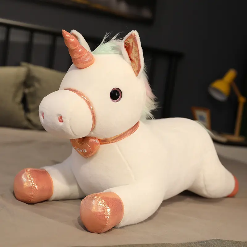 Buon prezzo moda carino da indossare cravatta cuore unicorno peluche cuscino morbido per bambini regali di compleanno