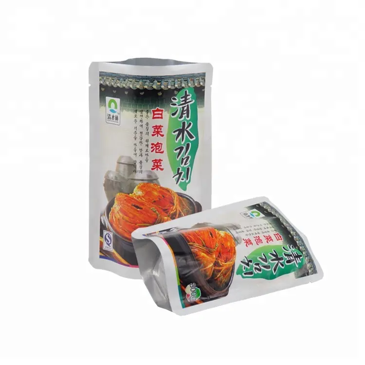 Plastic Rits Topper Stand-Up Food Grade Hersluitbare Zure Recyclebare Komkommer Augurken Kimchi Verpakking Zak