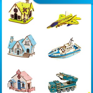 Woode3d cắt laser trang trí phim hoạt hình phong cách DIY <span class=keywords><strong>3D</strong></span> Câu Đố Nhà Mô hình đồ chơi giáo dục - Product Image 3
