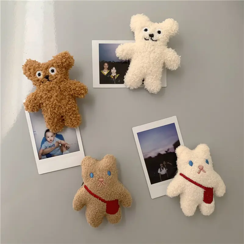 INS Korean Plush Bear Fridge Magnets Home Kitchen Decoration Cute Doll 3D Stereo Magnetic Sticker Creative Fridge Sticker