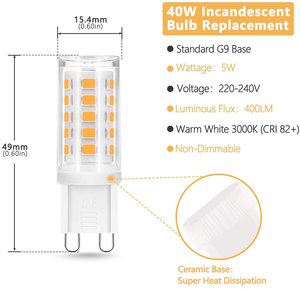 LOHAS <strong>5W</strong> <strong>G9</strong> <strong>LED</strong> Corn Light 3000K 6000K Mini Ceramic Bulbs Decorative Light <strong>LED</strong> <strong>G9</strong> Light Corn Bulb for Chandelier - Product Image 2