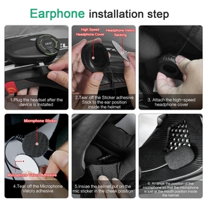 EJEAS Q8 1000m 16 pines tipo C malla 6 motociclistas grupo hablando con sistema FM Bluetooth intercomunicador casco auriculares - Product Image 4