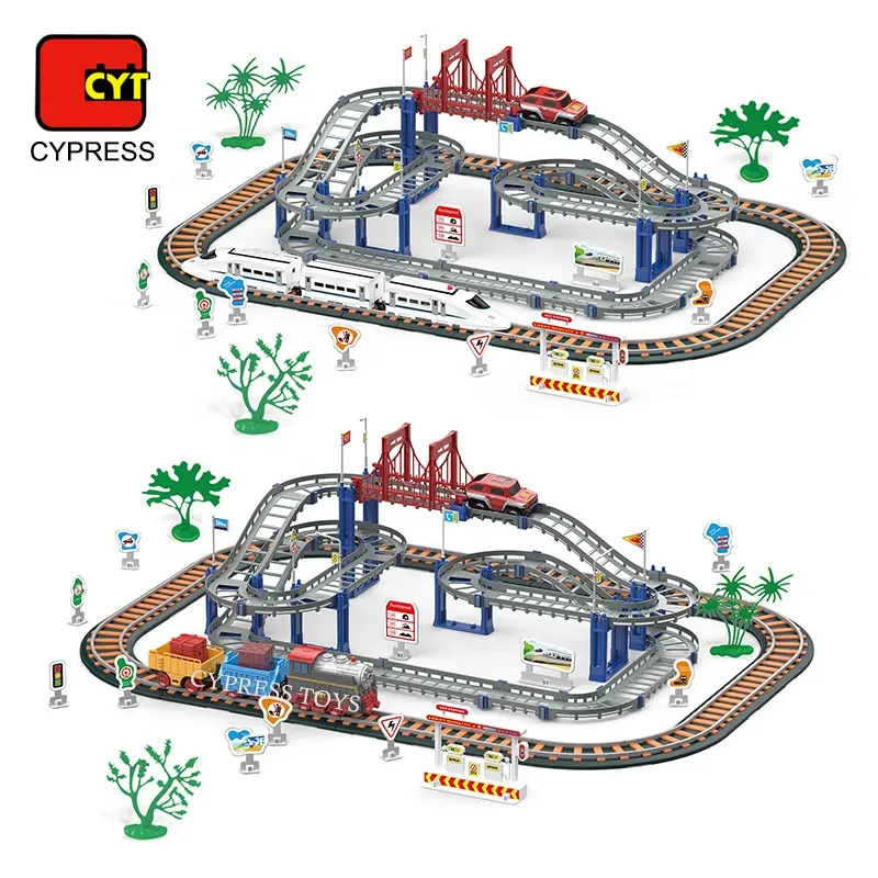 New Style Pista De Carros Juguetes Children's City Train Track Toy Race Track Set With Sound