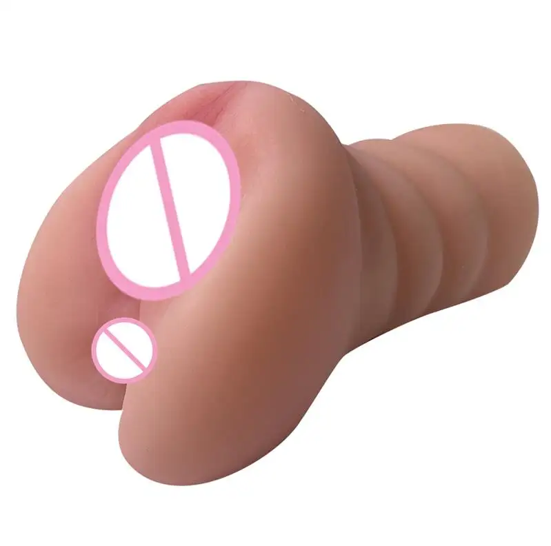 Masturbadores masculinos de bolso bichano com textura realista de pele 3d 2 canais vagina grossa ânus apertado brinquedos sexuais masculinos para homens%