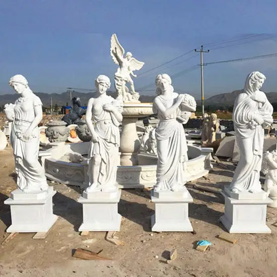 Estátuas de deusa das quatro estações em pedra grega antiga esculpida em mármore branco feito a mão em tamanho real personalizado