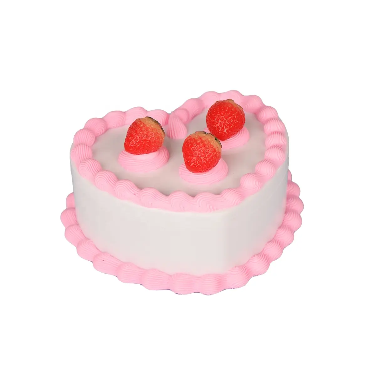 Cute Imitation Cupcakes Fake Food Heart Shape Pink Cream Strawberry Gift Cherry Cake Model Dessert Table Decoration Jewelry Box