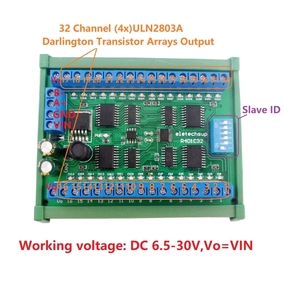 DC 12V 24V 32-canali DIN35 C45 Rail Box RS485 Modbus RTU ULN2803A Darlington Transistor Controller PLC IO scheda di espansione - Product Image 3