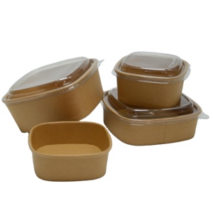 Customizable Kraft <strong>Paper</strong> <strong>Container</strong> Single Use 500 ml 650 ml 1000 ml and 1320 ml square Salad <strong>Paper</strong> Box Bowl with <strong>Paper</strong> or Plasti - Product Image 3