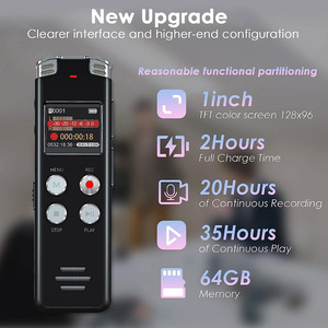 64GB Digital Sound Audio Recorder Sprach aktiviertes Aufnahme gerät mit MP3-Wiedergabe - Product Image 2