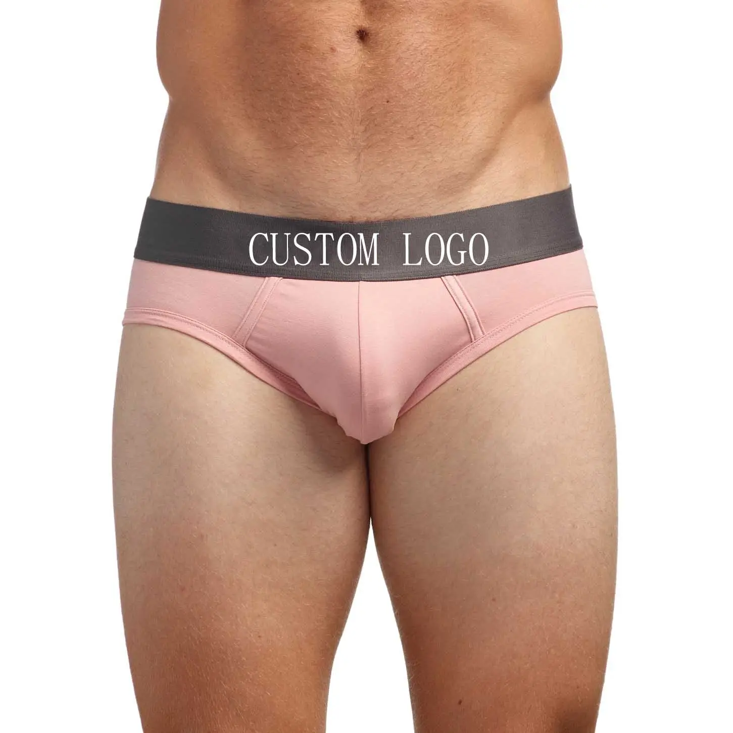 Celana dalam bikini pria logo kustom boxer confortable celana dalam merah muda bertali karet untuk pria