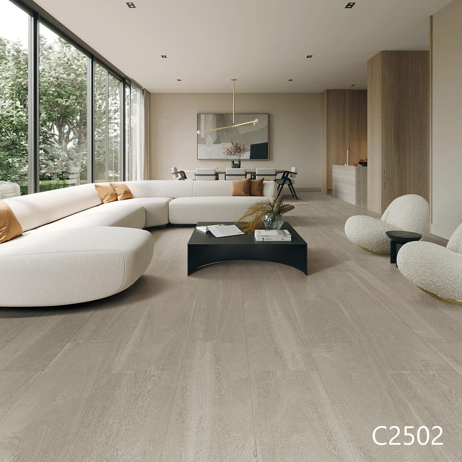 C2502 - Carrelage de sol chêne gris clair chaud