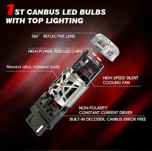 CB9ให้แสงสว่างสูงสุดถึง7440ปราศจากความผิดพลาดของ CANbus หลอดไฟ LED T20 W21W ดวงพร้อมชิป LED 7035 27W 1600LM ตัวถอดรหัสในตัวสำหรับหลอดไฟ LED รถยนต์12V - Product Image 2