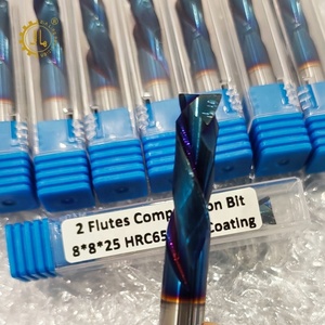 2 Kanallı Yukarı Aşağı Freze Ucu 1/4 İnç Sıkıştırmalı Uç 3/8 Mavi Nano Kaplamalı Freze Ucu Katı Karbür Spiral Sıkıştırmalı Router Uçları - Product Image 4