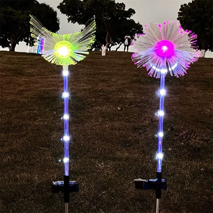 Impermeável fibra óptica decorativo recarregável solar ao ar livre borboleta estrela coração flor noite jardim luz incandescente awn luz