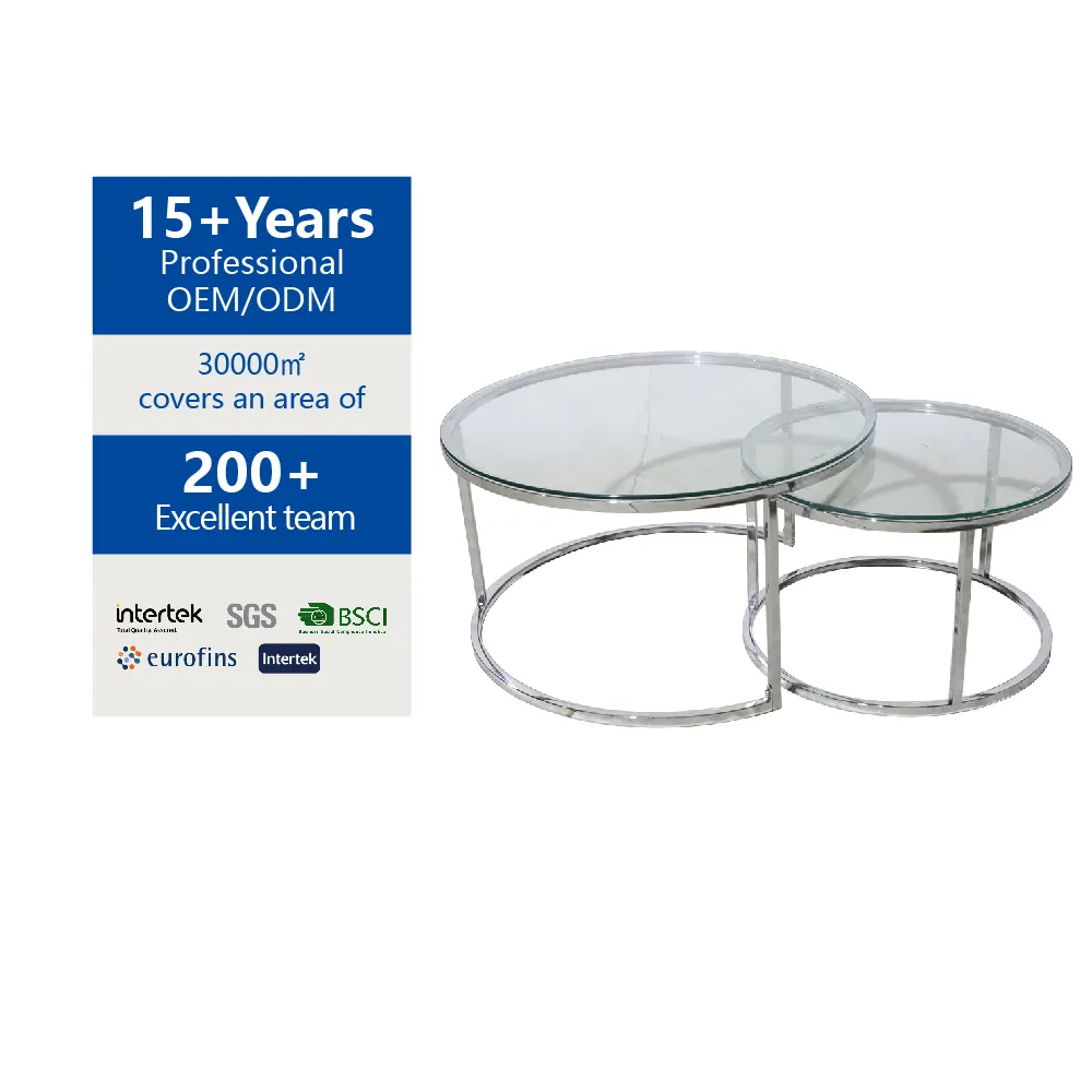 Mesa de café nórdica de vidro temperado, mesa de vidro redonda moderna para mesa de café
