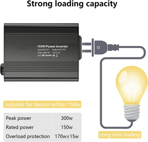 Inversor de potência de carro, 150w inversor potência carro 12v <span class=keywords><strong>dc</strong></span> para 110v <span class=keywords><strong>ac</strong></span> conversor com 3.1a duplo usb carregador para computador portátil