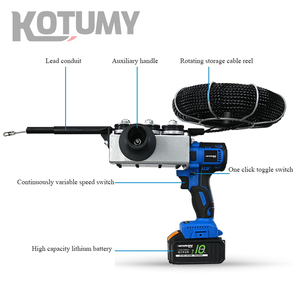 110V-240V อุปกรณ์ทำเกลียวผนังไฟฟ้าอัตโนมัติเครื่องสายแบบชาร์จไฟได้เครื่องดึงลวดนำทาง - Product Image 3