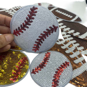 Bán buôn thêu <span class=keywords><strong>sequin</strong></span> bóng chày các bản vá lỗi sắt-on Twill vải cho quần áo trò chơi ngày bóng đá bóng đá các bản vá lỗi cho mũ - Product Image 1