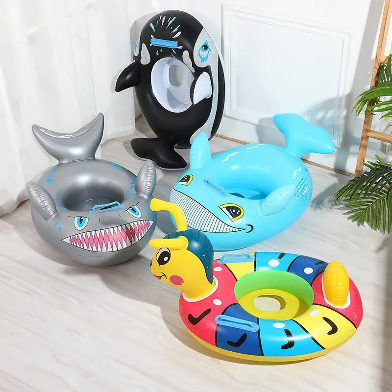 Flutuador inflável para crianças, assento de bebê em forma de animal de desenho animado, brinquedo inflável para crianças, brinquedo de praia e verão