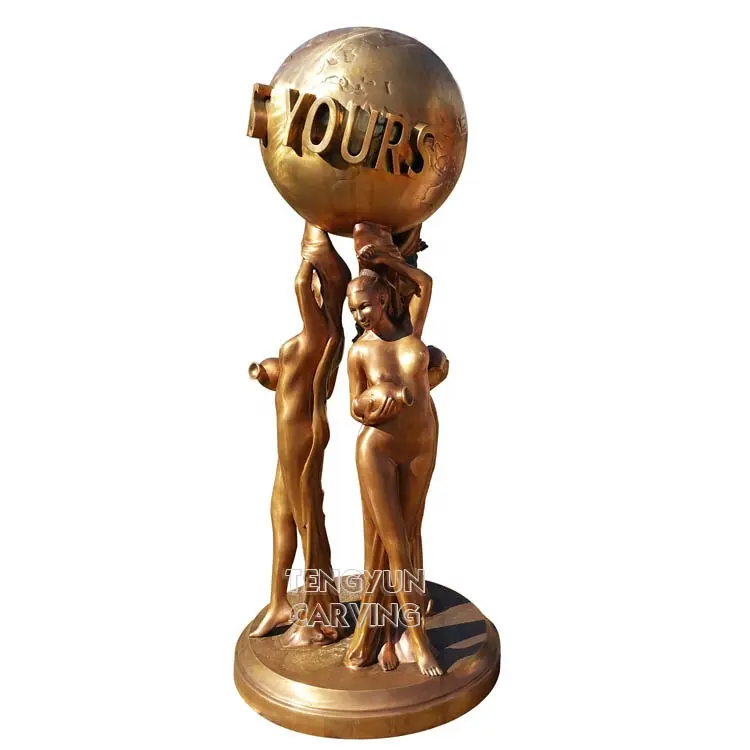 Famoso de fundición de metal escultura de bronce de tamaño completo el mundo es tuyo estatua en venta