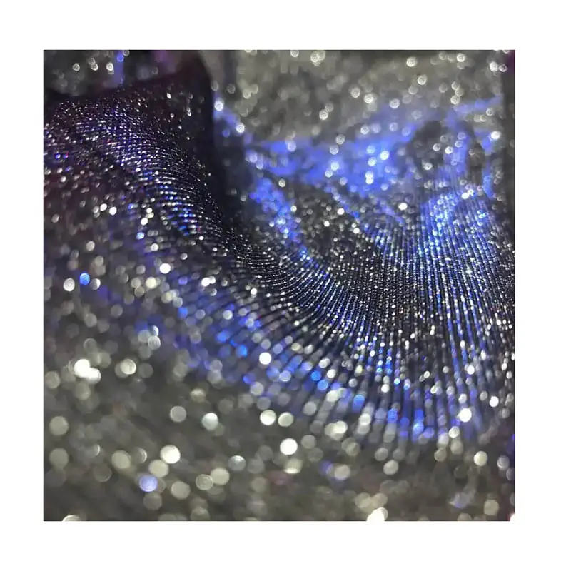 tessuto metallic glitterato Stretchy black pink shiny lurex elastic dance dress knitted lurex metallic fabric