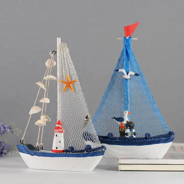 HOYE el sanatları akdeniz ahşap yelkenli tekne renkli balıkçılık yelkenli modeli süslemeleri