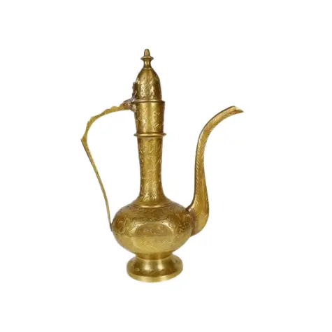 Diseño grabado dorado pulido Dallah árabe té y cafetera diseño de tendencia utensilios de cocina cafetera Dallah árabe tetera