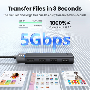 UGREEN USB集线器USB 3.0集线器4端口5gbps USB多分离器适配器，适用于Macbook iPad Pro Air笔记本电脑配件 - Product Image 3