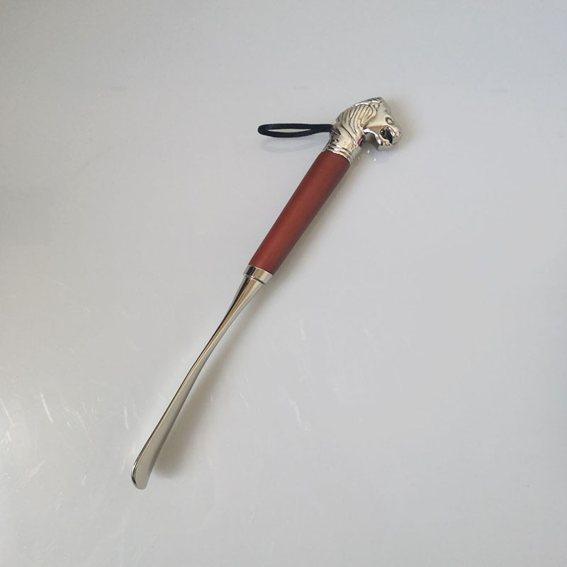 Chausse-pied tête de lion argenté 32CM long188g