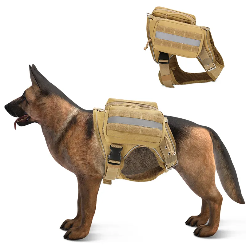 Gilet da allenamento tattico personalizzato per animali domestici senza tirare la Clip anteriore guinzaglio adesione tasche riflettenti imbracatura sportiva per cani