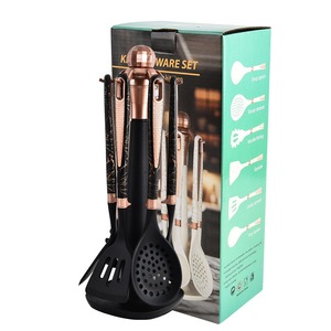 HYRI 7-Piece pişirme kapları döner depolama ile raf seti siyah sprey nokta yapışmaz pişirme Spatula seti mutfak aksesuarları - Product Image 1