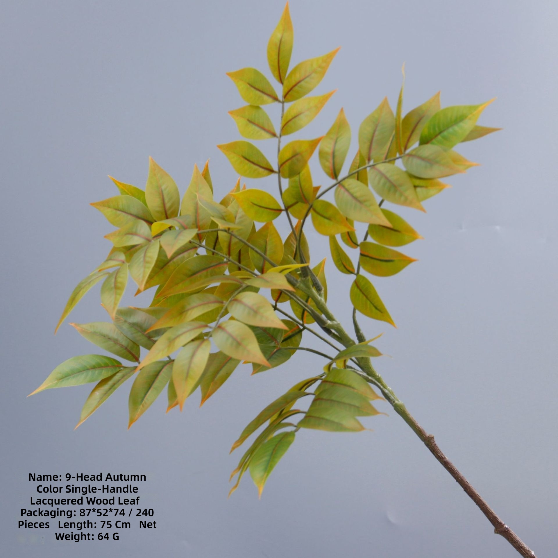 9 head autumn color single pole lacquer wood leaves