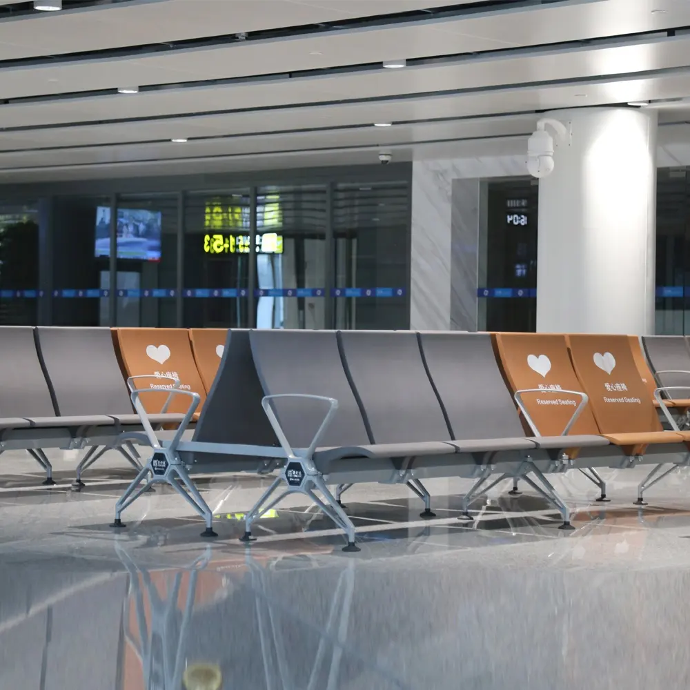 Silla de sala de espera de 5 plazas, asiento de pu inyectado para recepción de aeropuerto