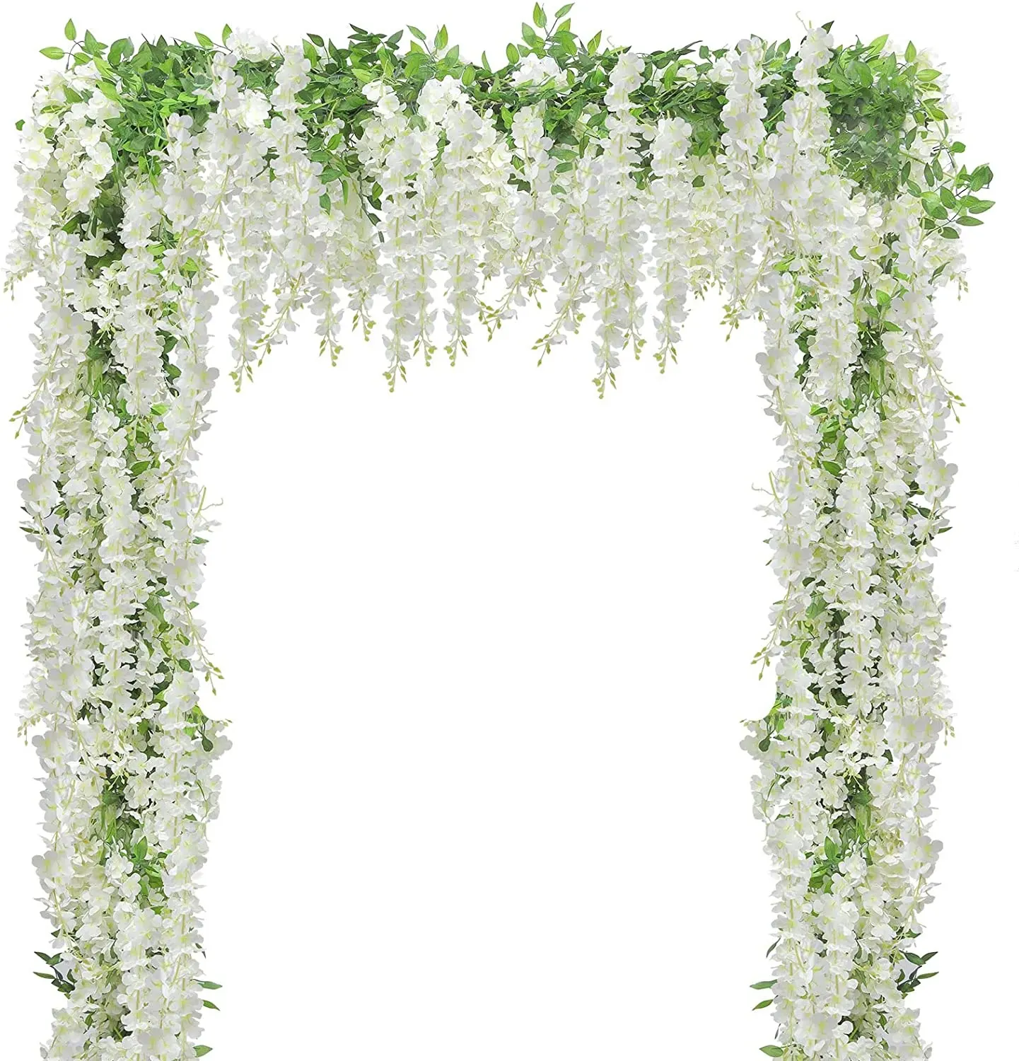 Karangan bunga lengkungan buatan Wisteria Garland bunga gantung Wisteria ungu putih dekorasi lengkungan pernikahan taman rumah