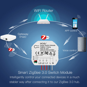 Módulo de interruptor de luz Zigbee inteligente, 3 entradas, 3 vías, 10A, Zigbee 3,0, Smartlife, control remoto inalámbrico, puerta de automatización del hogar - Product Image 5