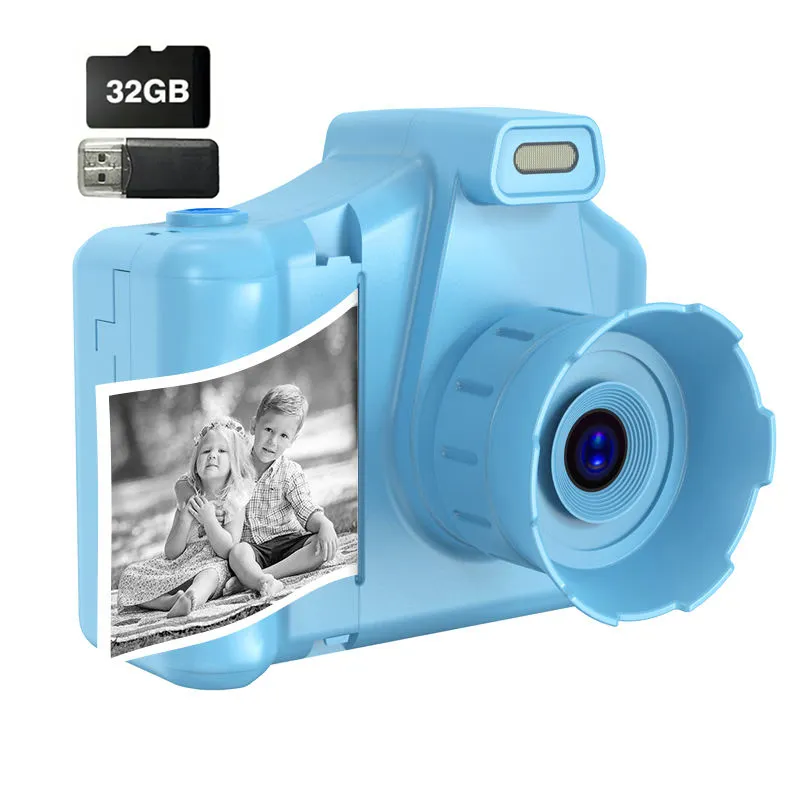 Regalo caldo per 3-12 anni ragazzi e ragazze a doppia lente per bambini selfie videocamera 1080P HD cartone animato stampa istantanea fotocamera per bambini