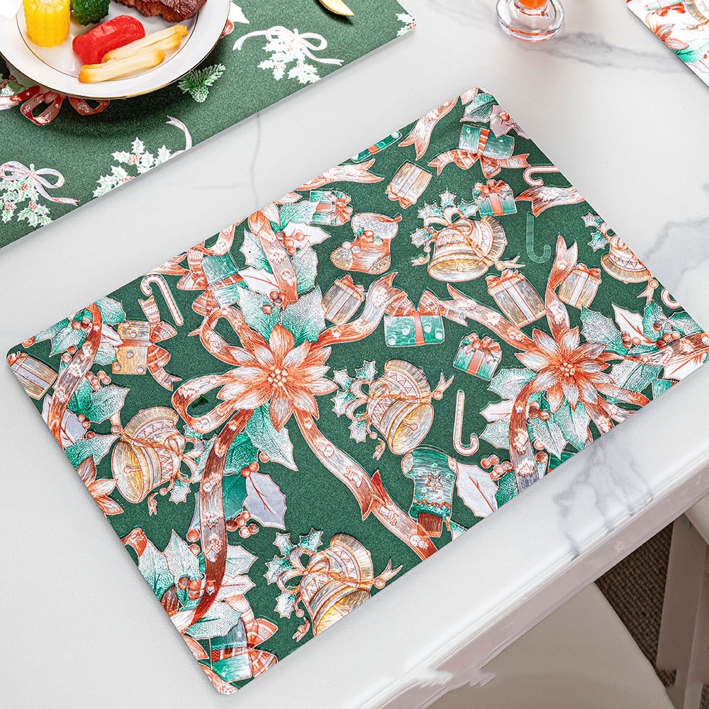 IUIU 45*30cm 6 pcs Set PVC American European Western Stylish Christmas Xmas Dining Placemats for Table