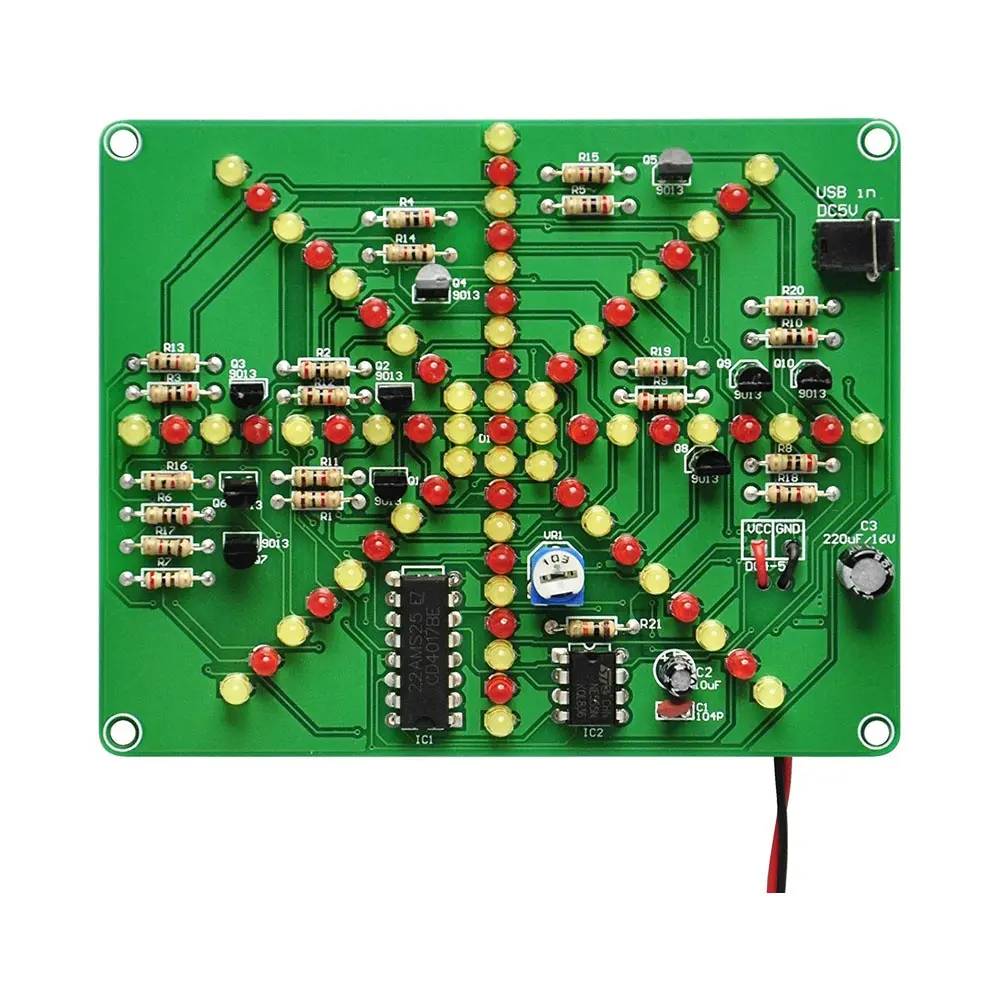 Kit de soldadura DIY, Kits DE LUZ DE Flash, 73 LED, placa de práctica de soldadura intermitente roja y amarilla, Suite de entrenamiento electrónico de circuito PCB