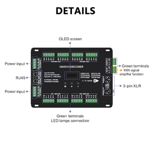 32 canali DMX512 decodificatore PWM convertitore di segnale RDM Controller di funzione DC 5V 12V 24V 96A Canons XLR-3R/ Rj45/morsettiera LED - Product Image 3