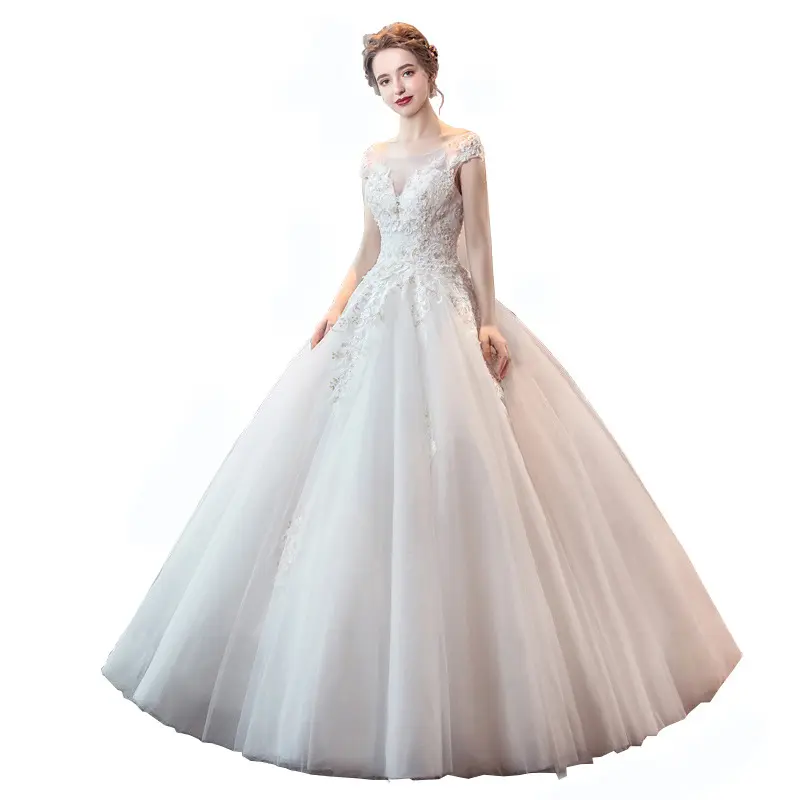 Vestido de casamento 2021, comprimento até o chão do vintage vestido de noiva de cetim moderno liso e macio vestido de noiva