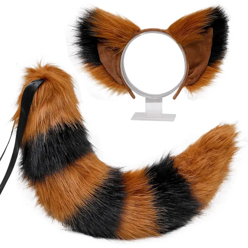 Cute Cat Ears Tail Anime Cosplay Role Play Stripe Accessories Halloween Costume Party Props Children's Toys or Adult Gifts
