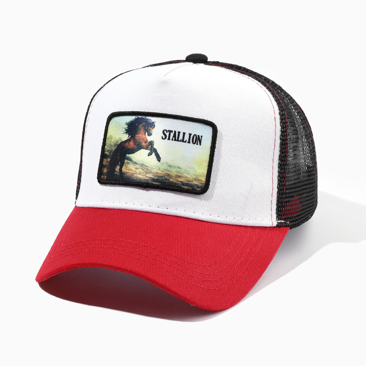 White with red brim
