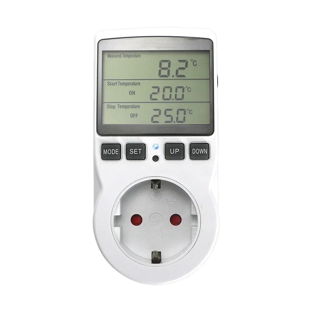 Minco Heat LCD Display 16A 220V Thermostat d'ambiance numérique EU Plug in Thermostat EU Socket pour système de chauffage par le sol électrique